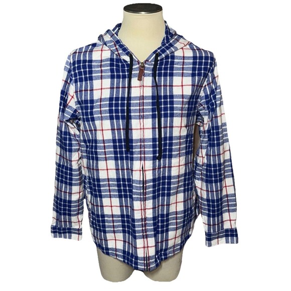 L.L. Bean Jacket Shacket Flannel Plaid Hoodie Sweater Relaxed Fit Women’s Size L - Picture 1 of 14